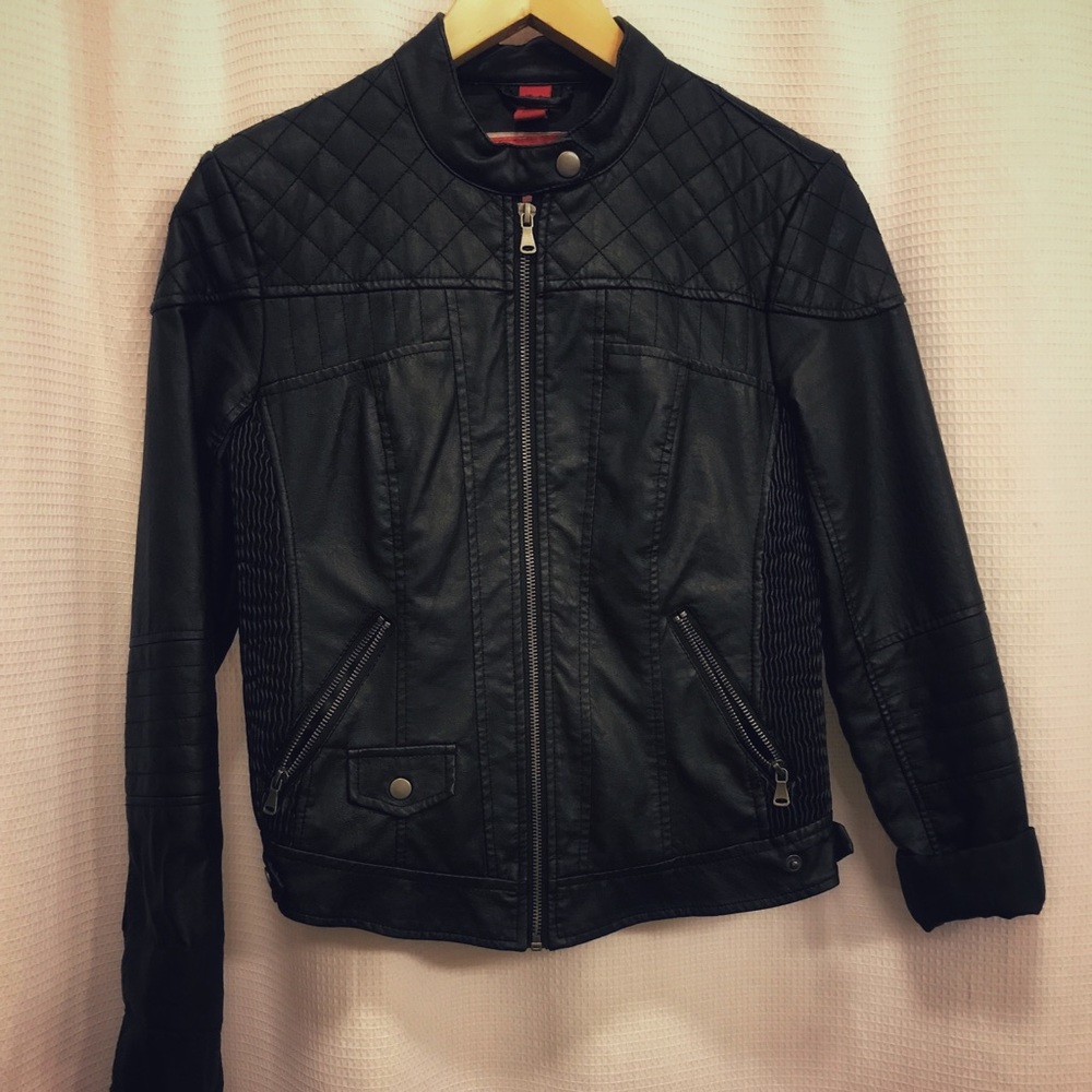 Vegan Leather Moto Jacket : Black